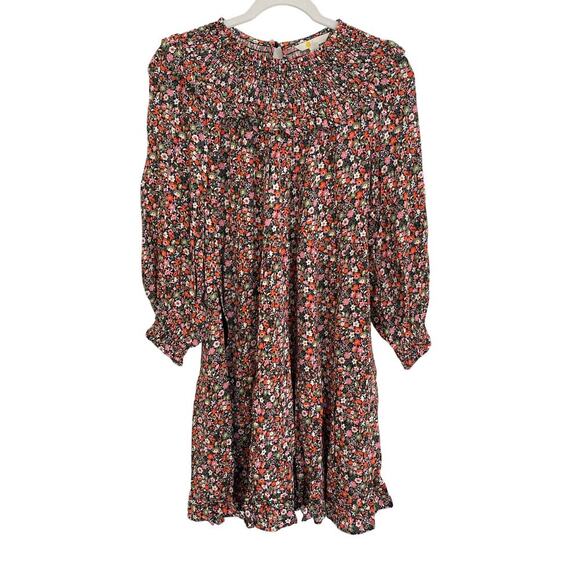 BODEN Smocked Ruffle Yoke Tiered Dress 3/4 Sleeve Ditsy Floral Cottagecore - Picture 8 of 11